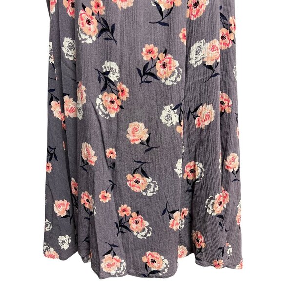 Torrid Size 2 Gray Purple Floral‎ Sleeveless A-Line Swing Dress Tie Neck Lined - Picture 12 of 16